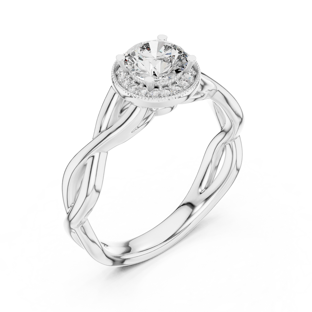 Ismera Braided Twist Halo Lab Grown Diamond Engagement Ring