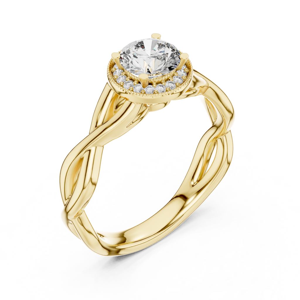Ismera Braided Twist Halo Lab Grown Diamond Engagement Ring