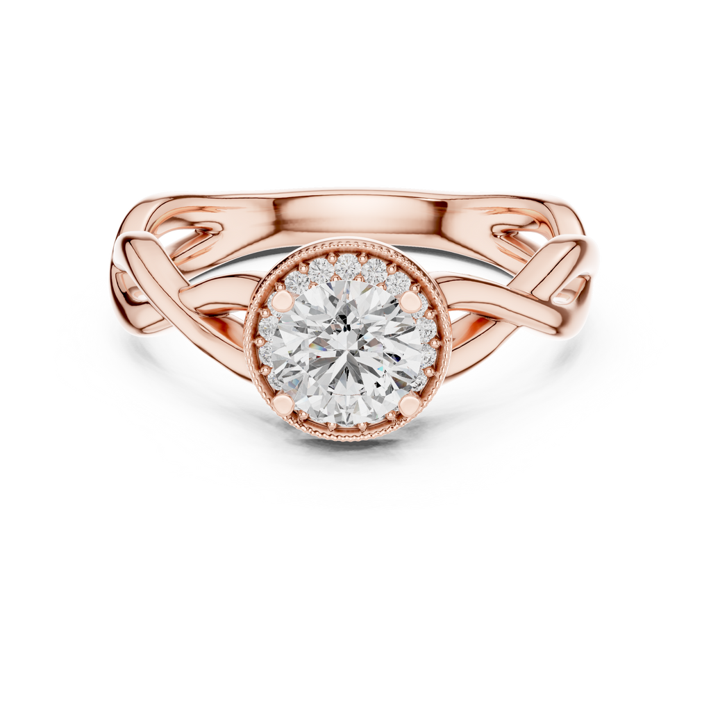 Ismera Braided Twist Halo Lab Grown Diamond Engagement Ring