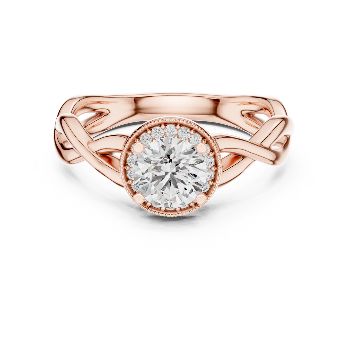 Ismera Braided Twist Halo Lab Grown Diamond Engagement Ring