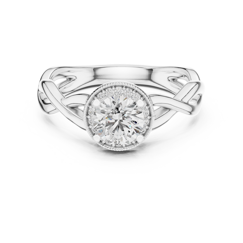 Ismera Braided Twist Halo Lab Grown Diamond Engagement Ring