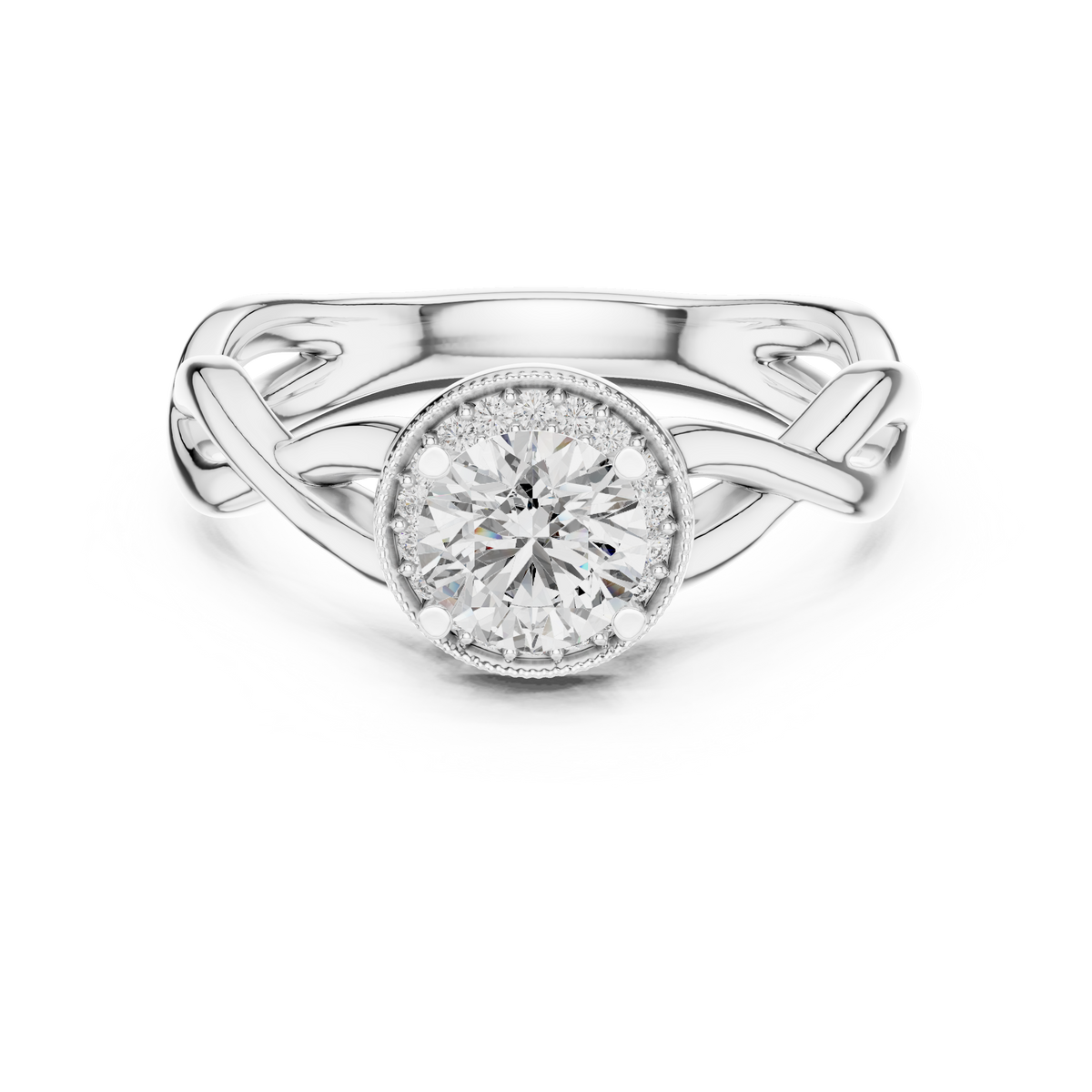 Ismera Braided Twist Halo Lab Grown Diamond Engagement Ring