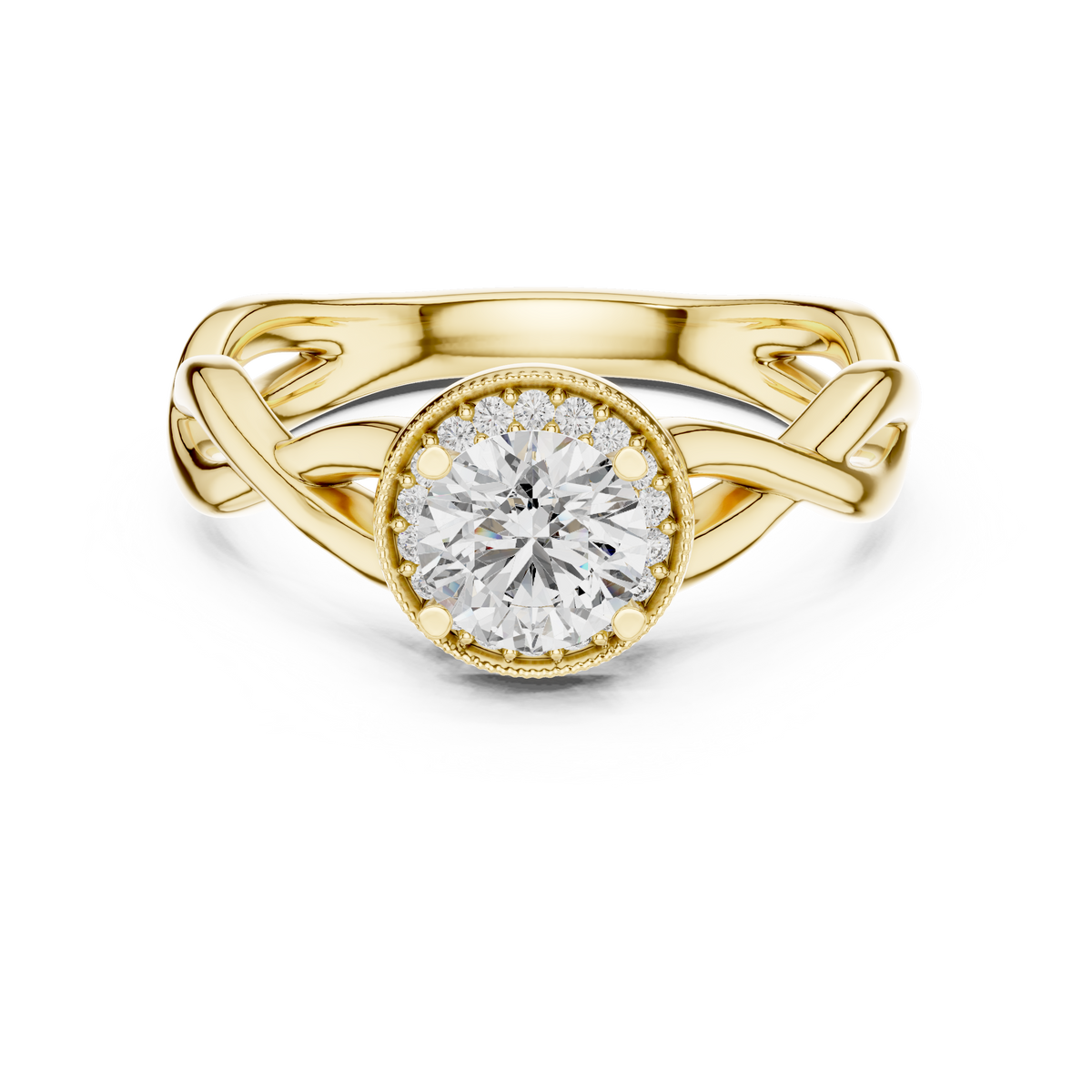 Ismera Braided Twist Halo Lab Grown Diamond Engagement Ring