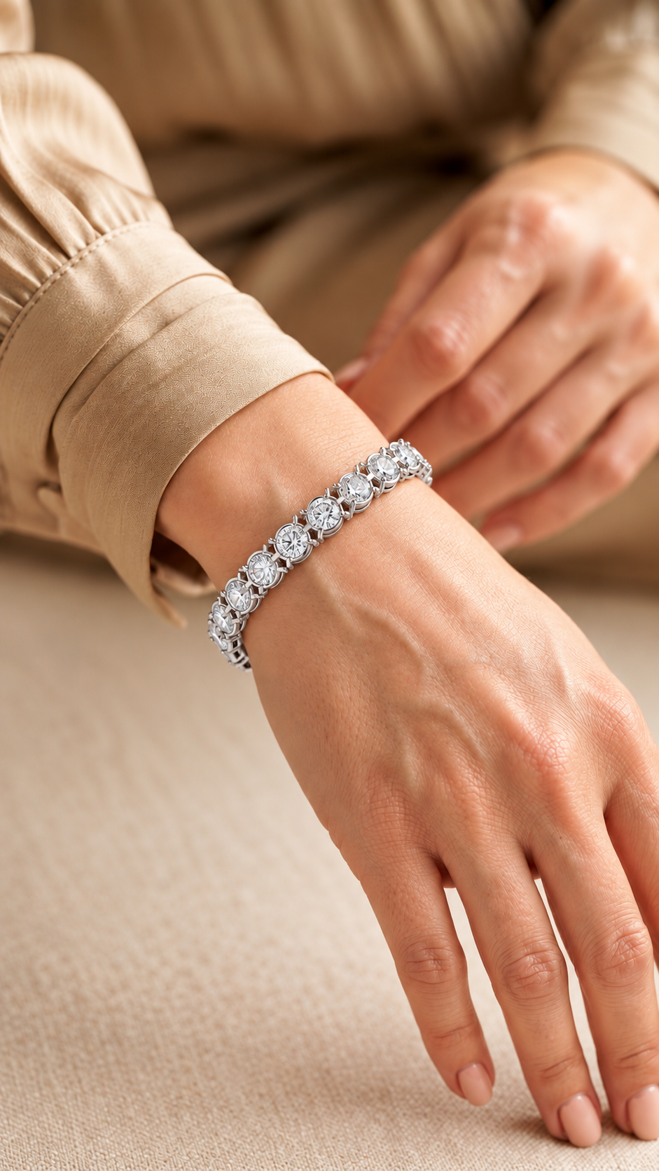 Grandelle Large Round Lab Grown Diamond Statement Tennis Bracelet