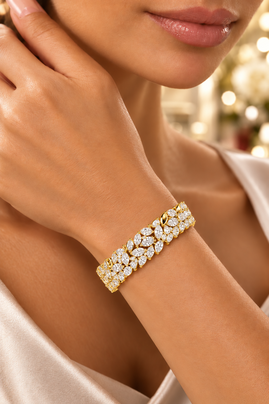 Wisteline Wide Cluster Lab Grown Diamond Statement Bracelet