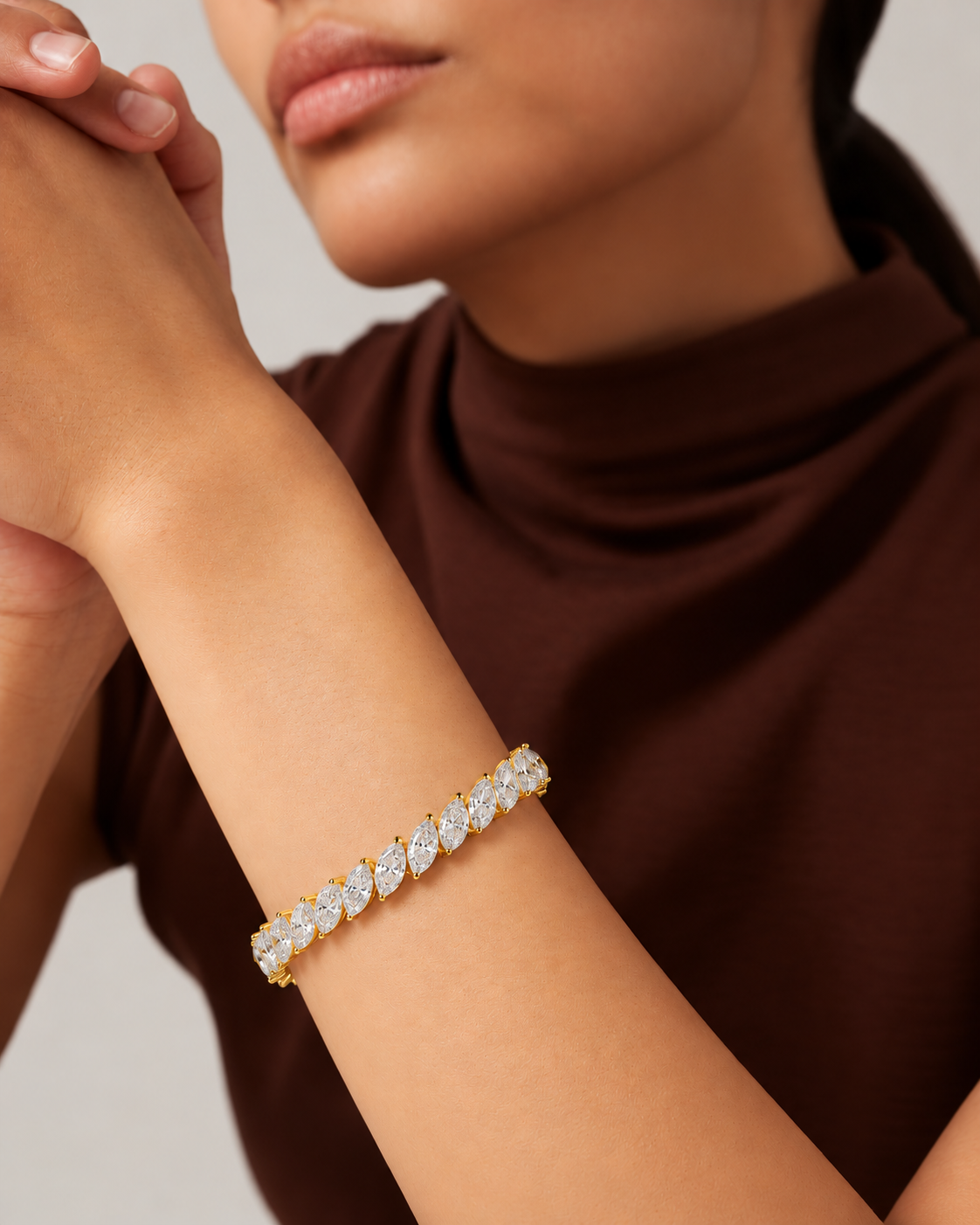 Foliara Angled Marquise Lab Grown Diamond Tennis Bracelet