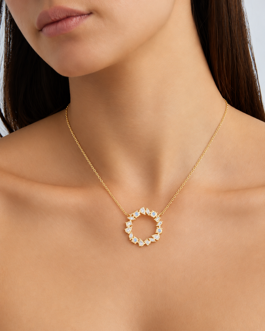 Elowen Floral Halo Lab Grown Diamond Pendant Necklace