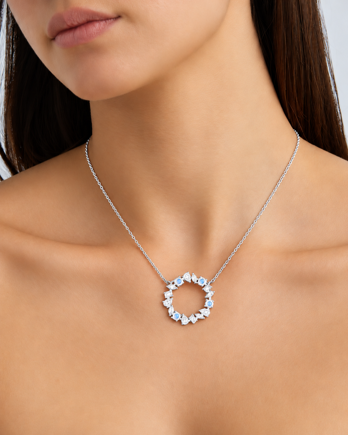 Elowen Floral Halo Lab Grown Diamond Pendant Necklace
