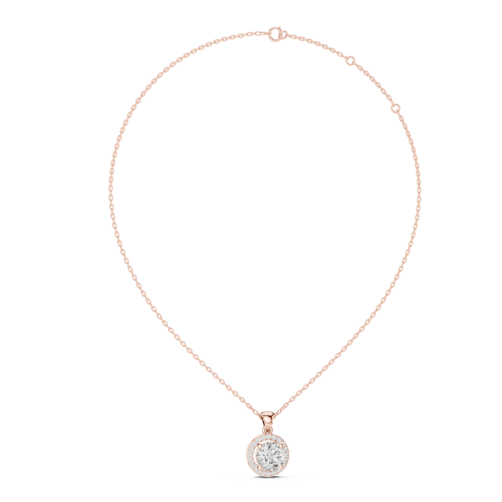 Roselle Round Halo Lab Grown Diamond Pendant.