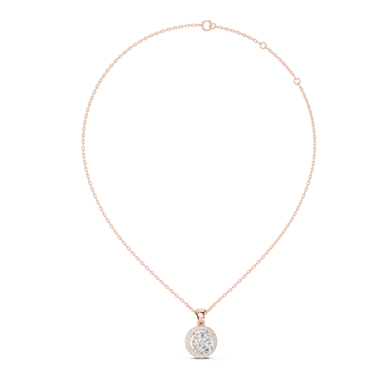 Roselle Round Halo Lab Grown Diamond Pendant.