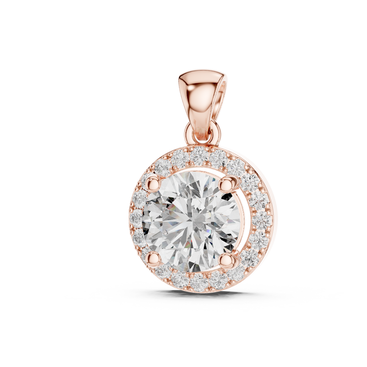 Roselle Round Halo Lab Grown Diamond Pendant.