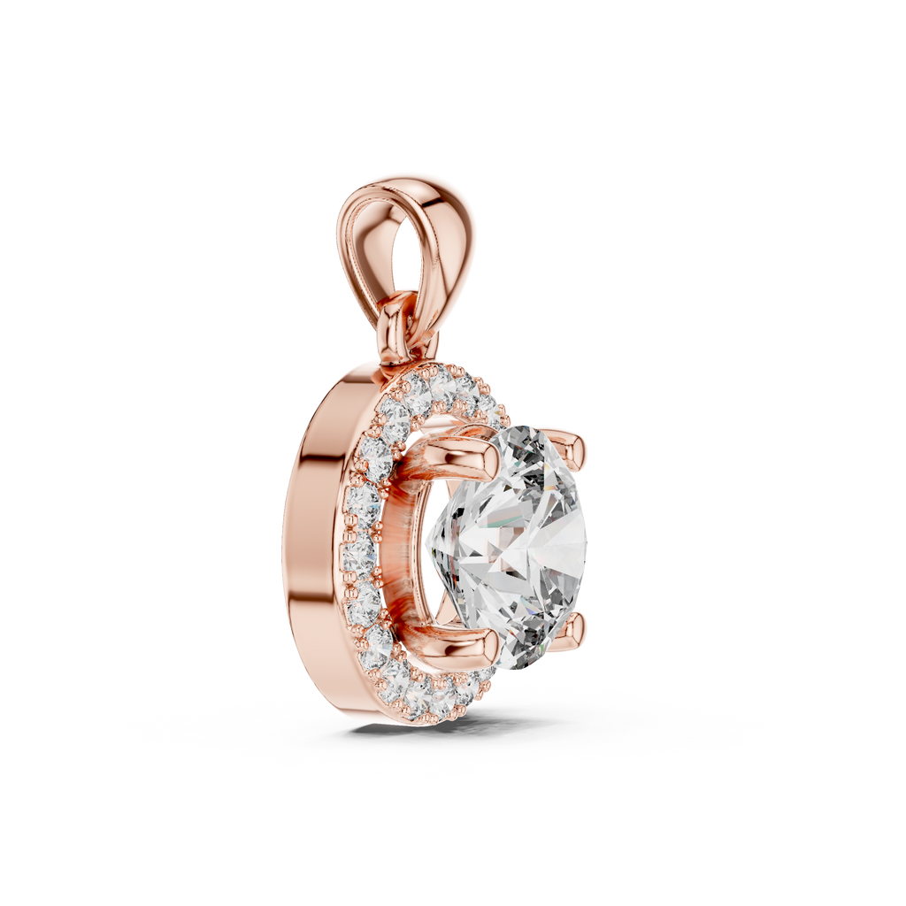 Roselle Round Halo Lab Grown Diamond Pendant.
