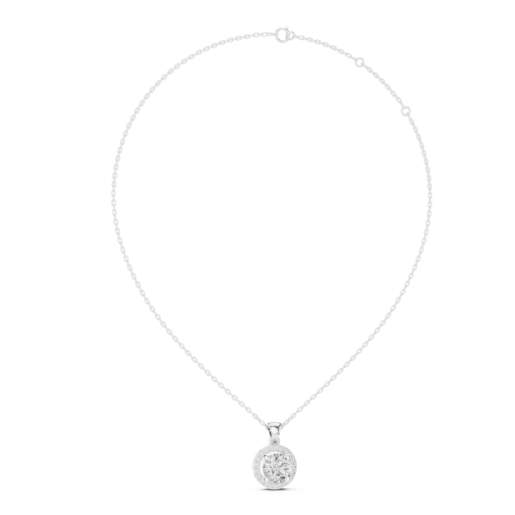 Roselle Round Halo Lab Grown Diamond Pendant.
