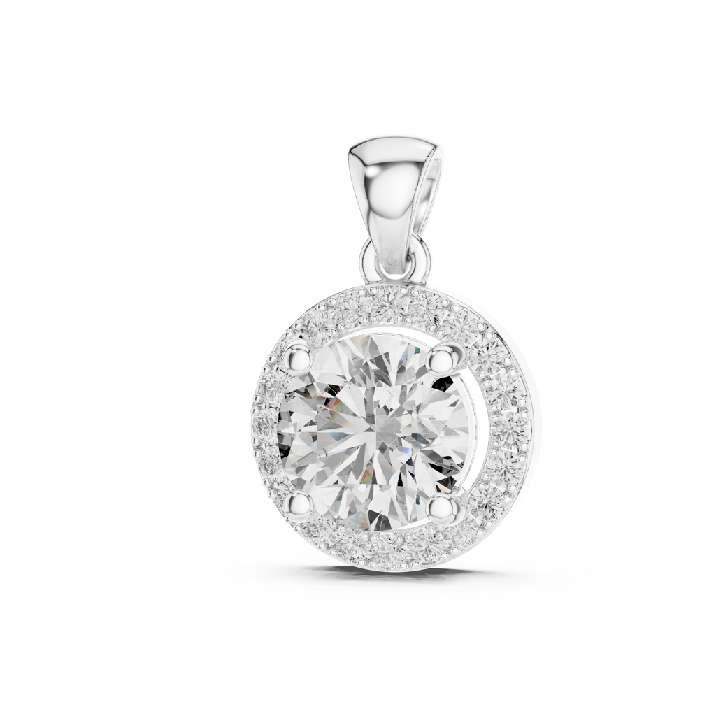 Roselle Round Halo Lab Grown Diamond Pendant.