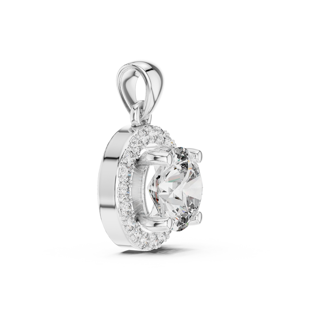 Roselle Round Halo Lab Grown Diamond Pendant.