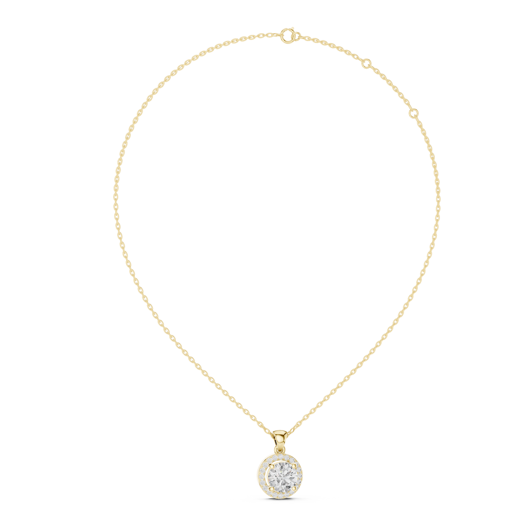 Roselle Round Halo Lab Grown Diamond Pendant.