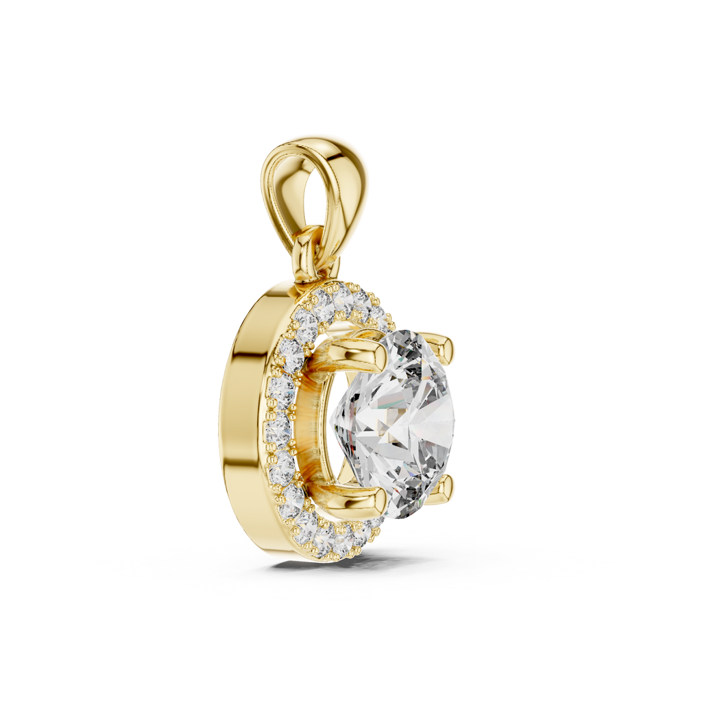 Roselle Round Halo Lab Grown Diamond Pendant.