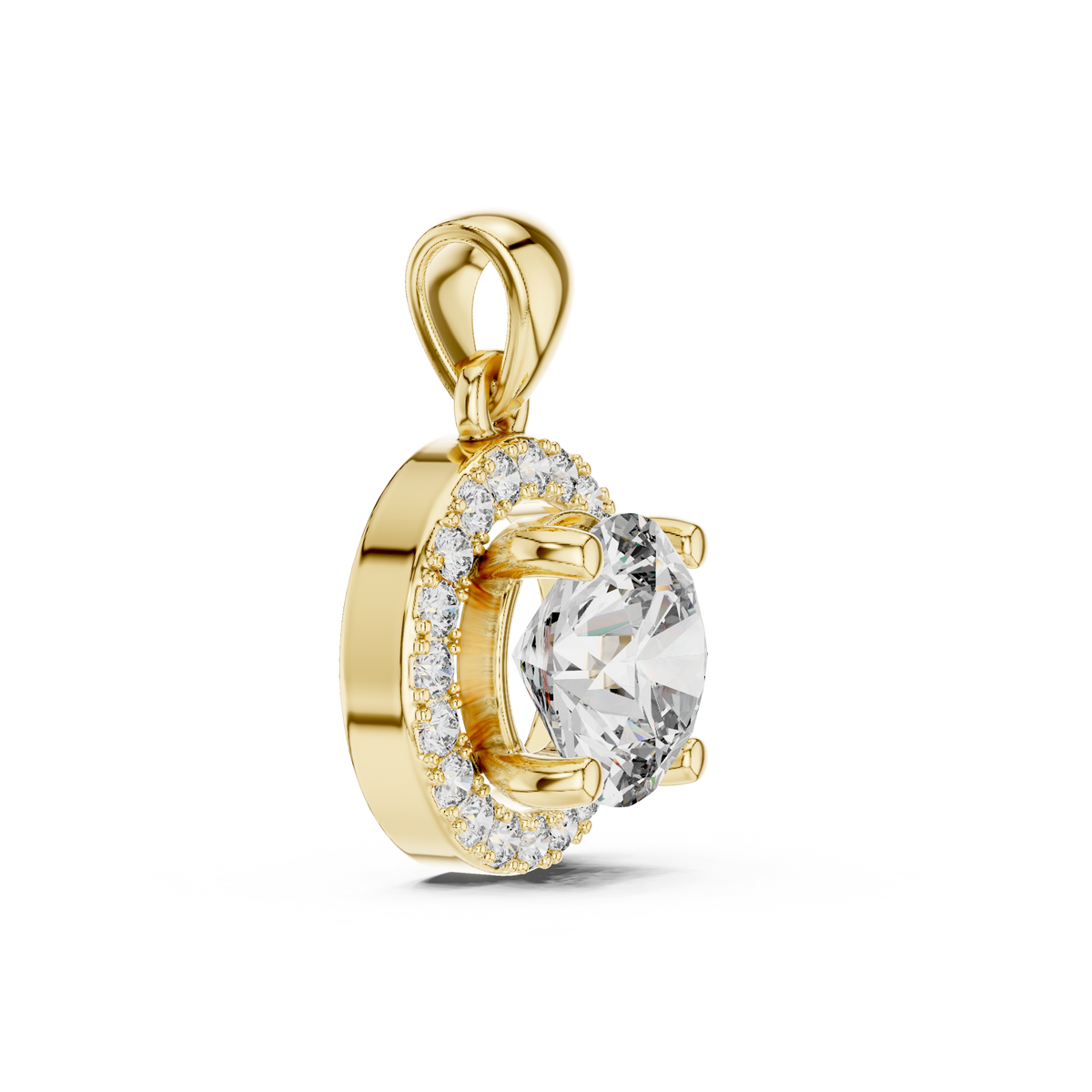 Roselle Round Halo Lab Grown Diamond Pendant.
