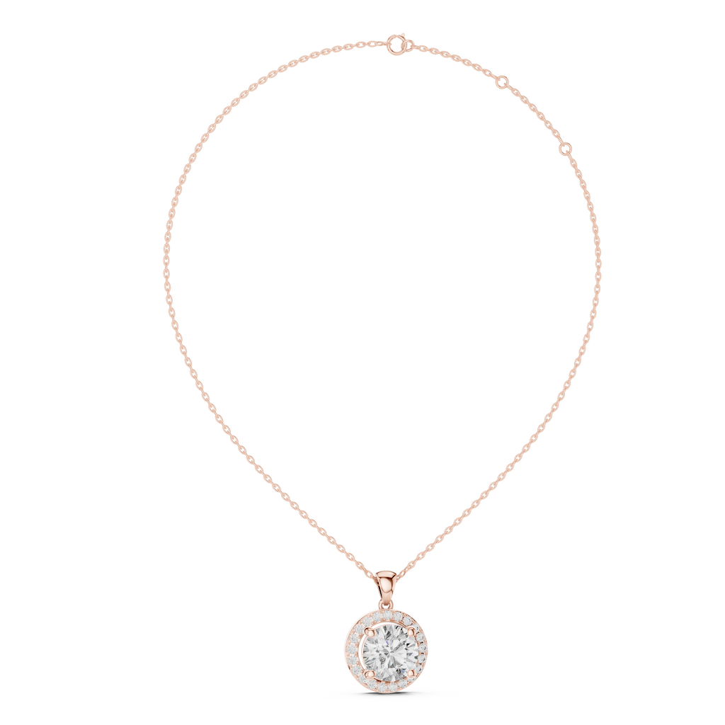 Roselle Classic Round Halo Lab Grown Diamond Pendant
