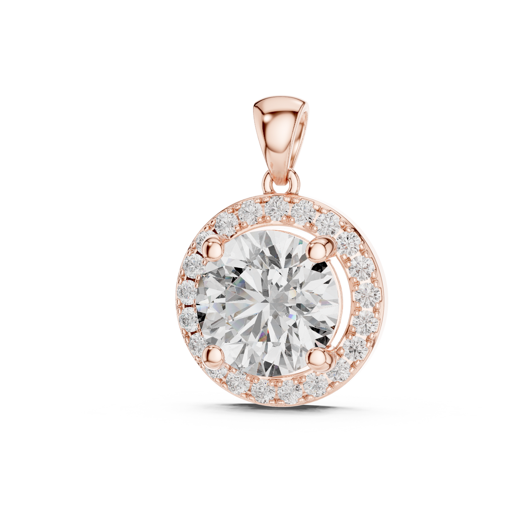 Roselle Classic Round Halo Lab Grown Diamond Pendant