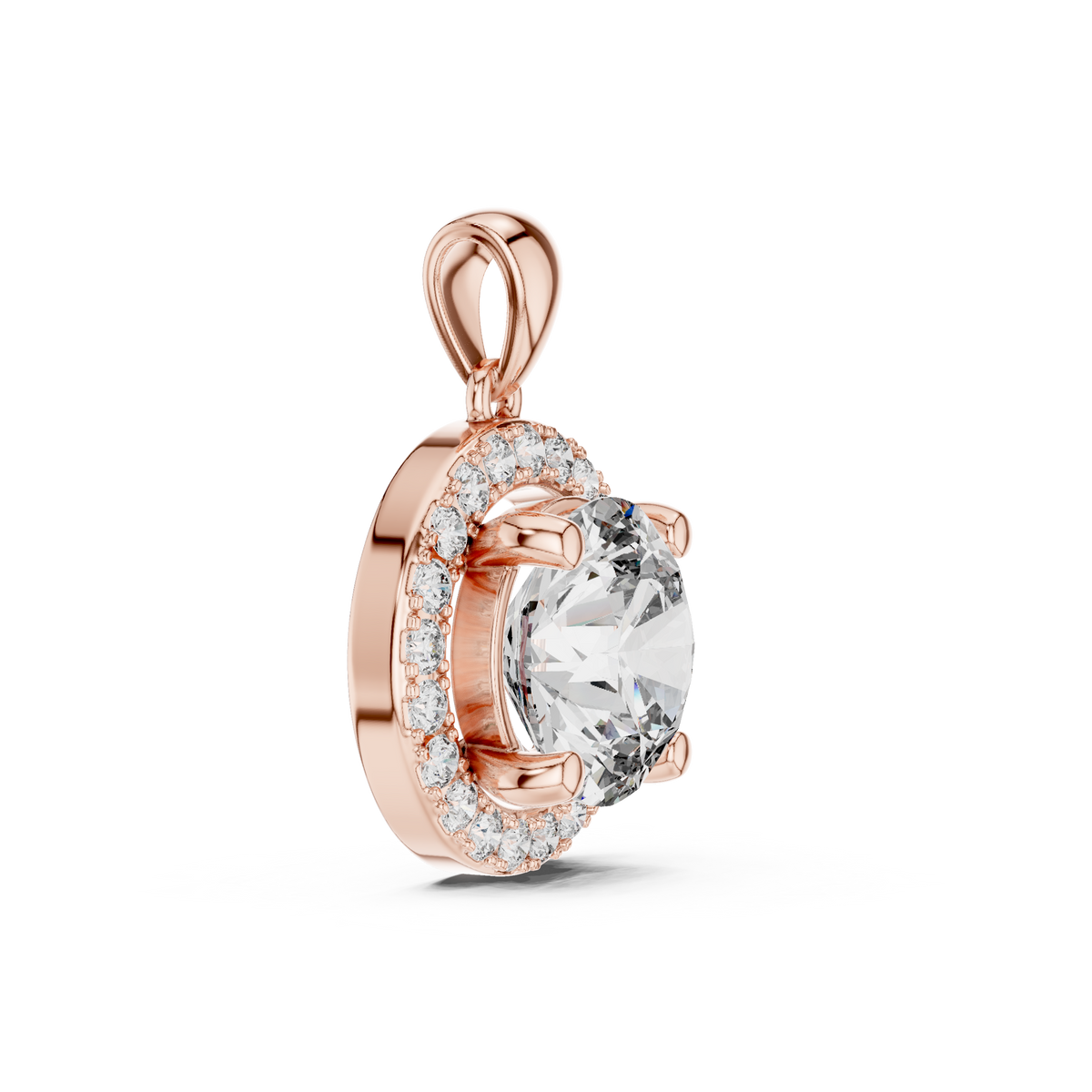 Roselle Classic Round Halo Lab Grown Diamond Pendant