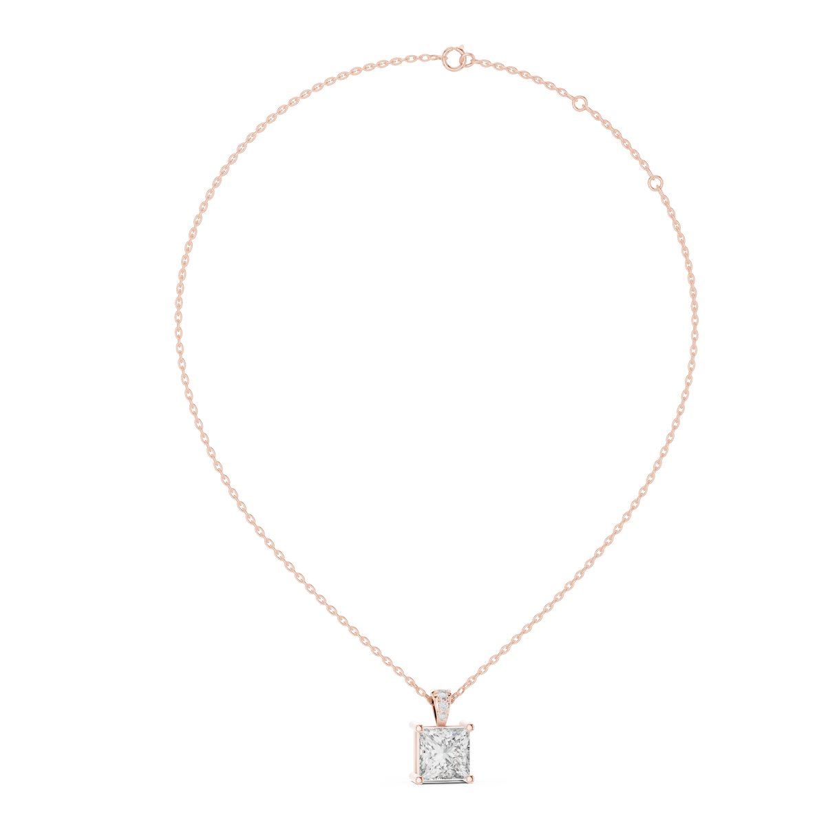 Elara Princess Cut Solitaire Lab Grown Diamond Pendant