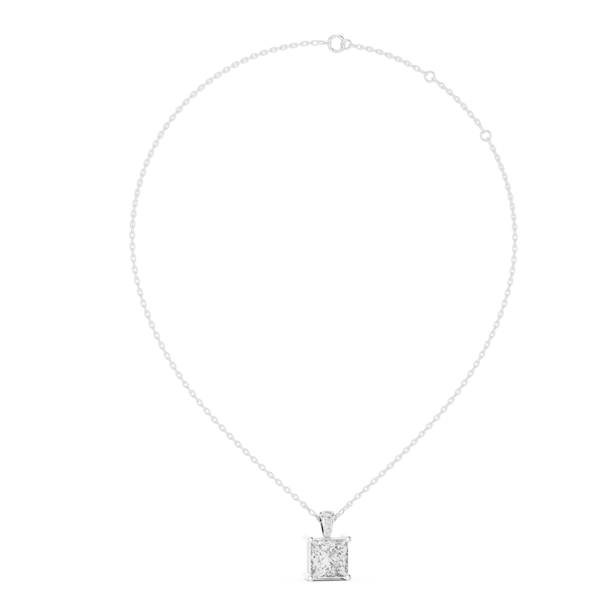 Elara Princess Cut Solitaire Lab Grown Diamond Pendant