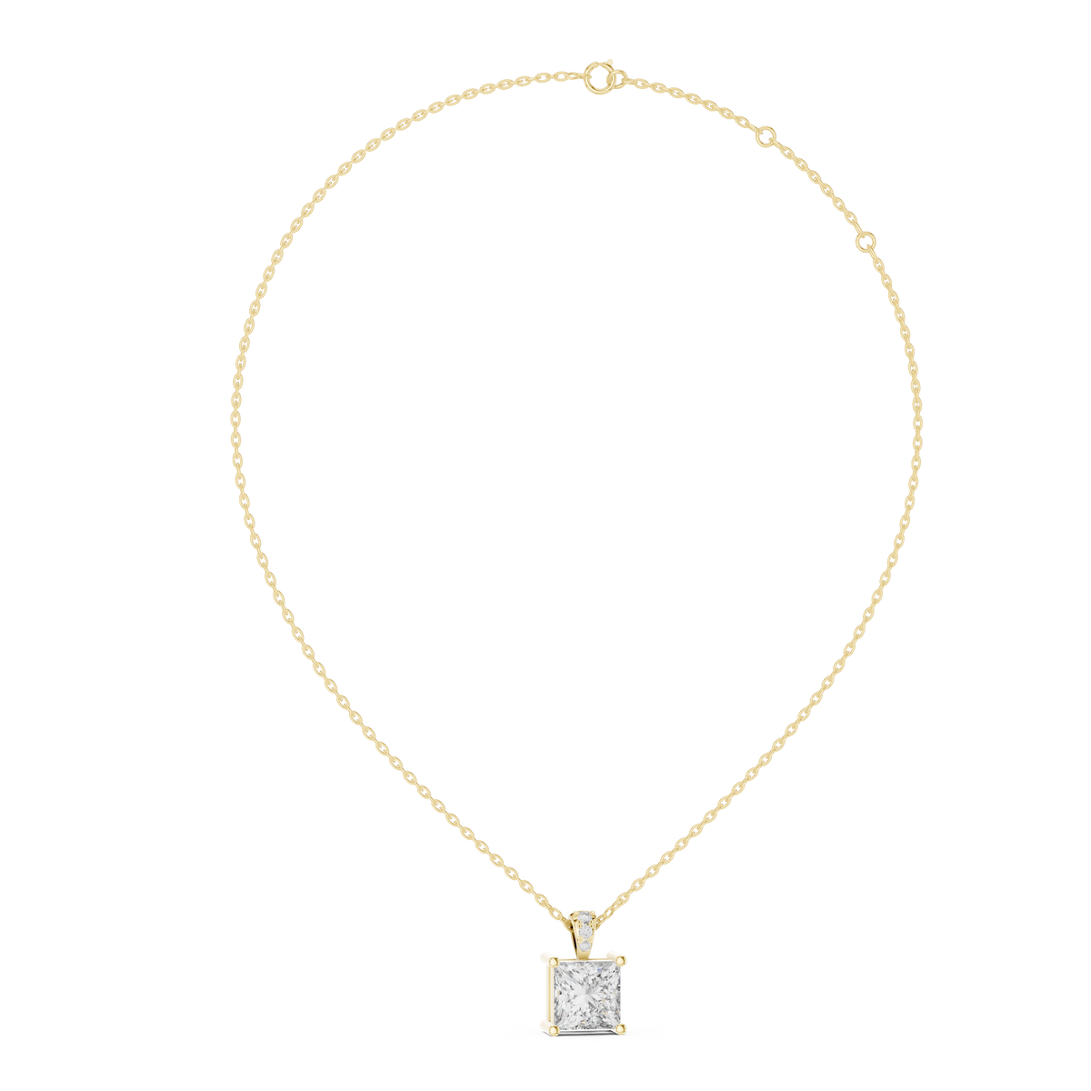 Elara Princess Cut Solitaire Lab Grown Diamond Pendant