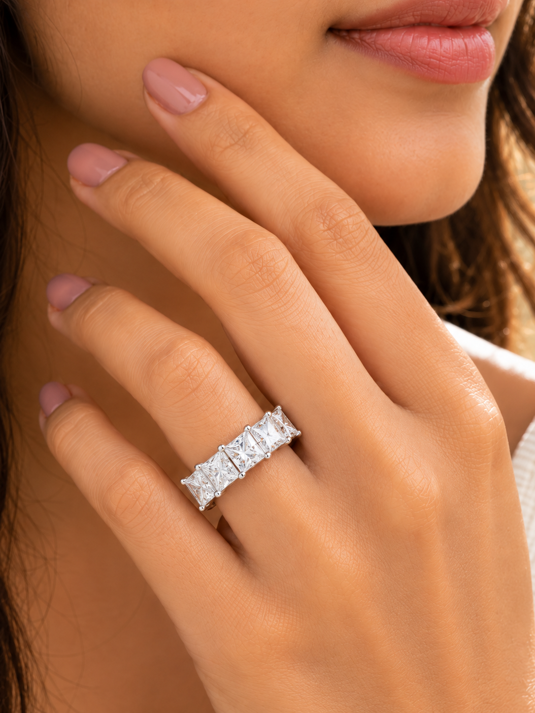 Aurevielle Five-Stone Princess Cut Lab Grown Diamond Band
