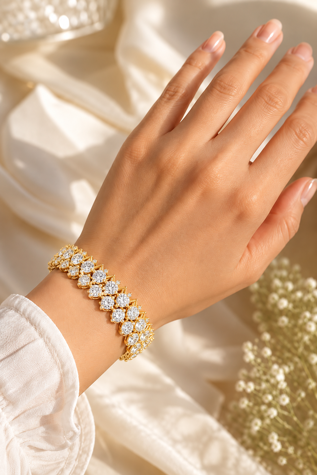 Luxuriöses Diamantarmband mit mehreren Reihen