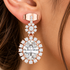 Funkelnde Diamant-Gold-Creolen | Ohrringe mit Blumenmuster