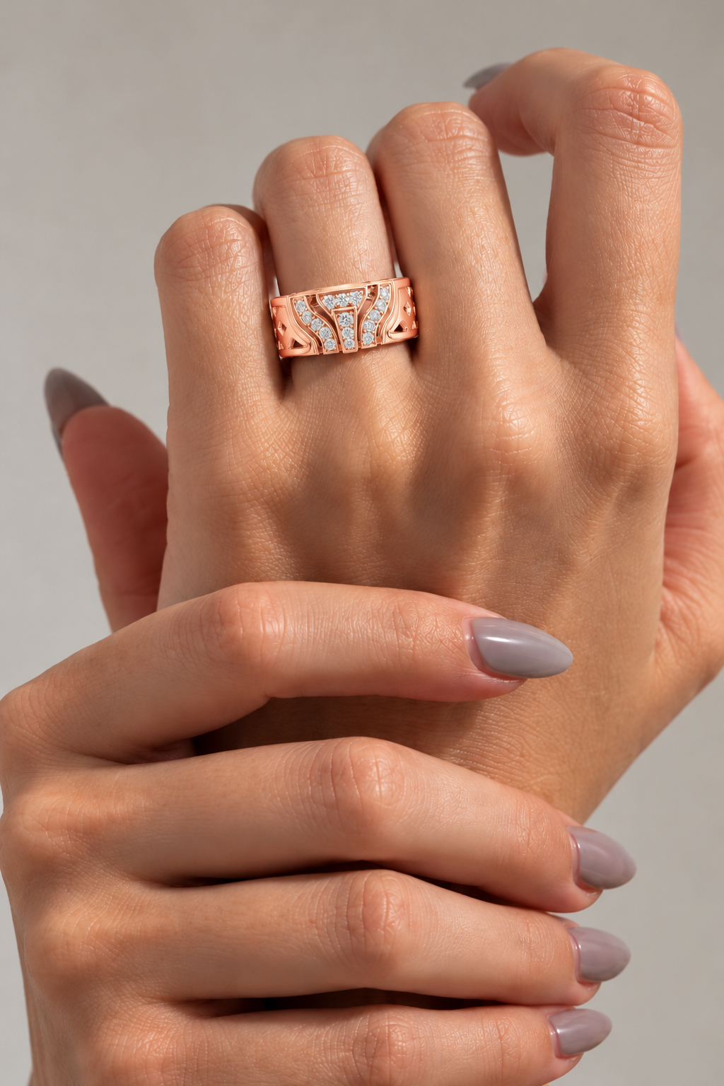 Zavienne Sculpted Pavé Lab Grown Diamond Band Ring