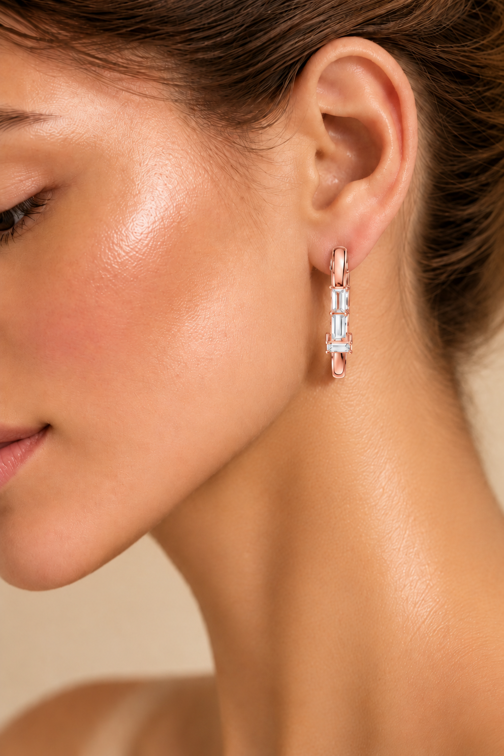 Valerisse Baguette Cascade Lab Grown Diamond Hoop Earrings