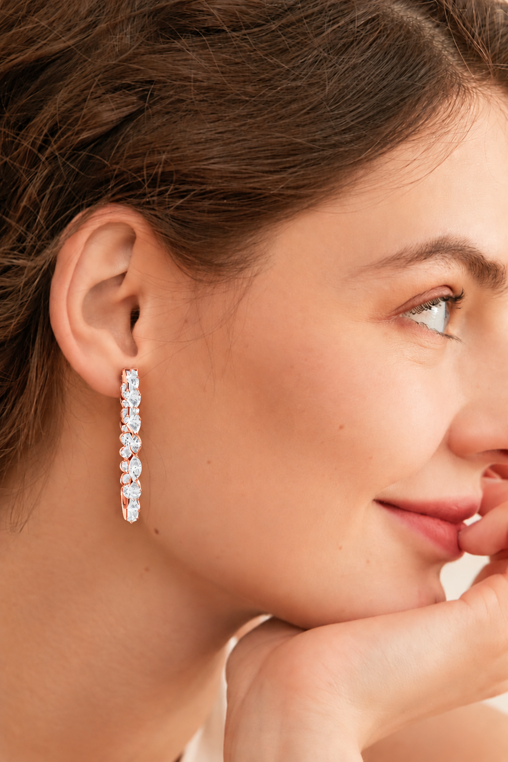 Lunavelle Twisted Floral Lab Grown Diamond Hoop Earrings