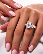 Emerald Poise Lab Grown Diamond Three-Stone Engagement Ring