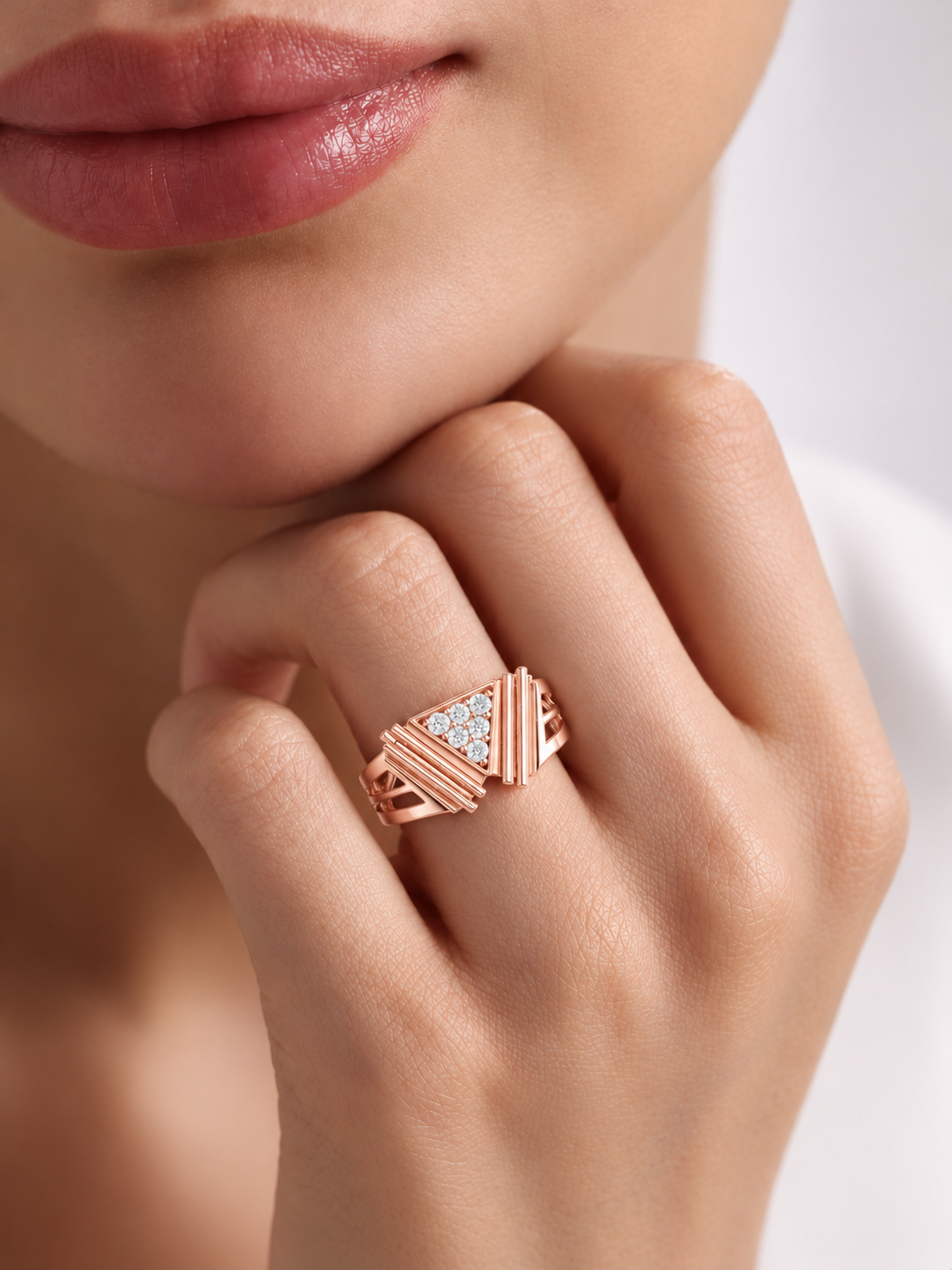 Virelia Sculpted Chevron Lab Grown Diamond Band Ring