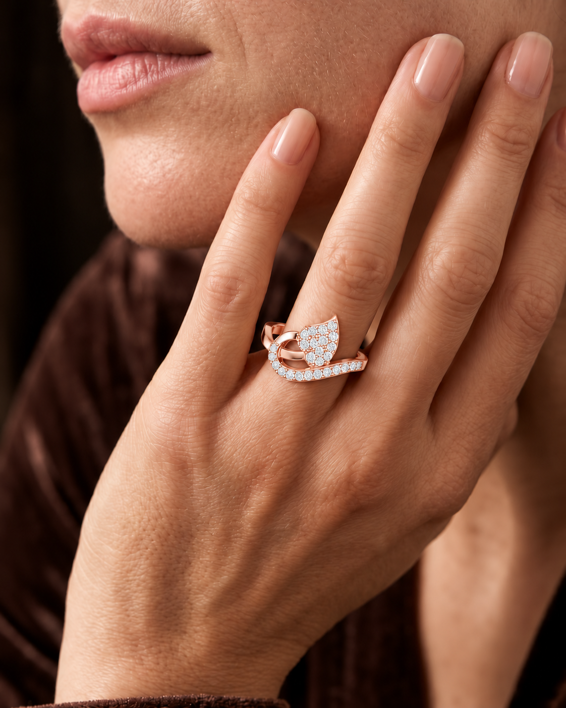 Valerisse Sculpted Wave Lab Grown Diamond Statement Ring.