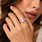 Pear Cut Lab Grown Diamond Floral Halo Engagement Ring