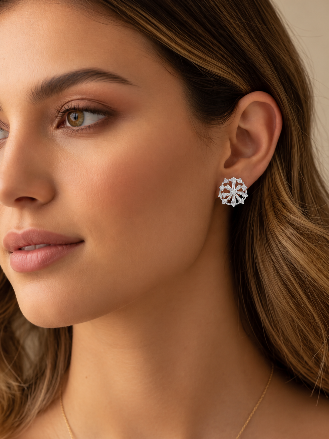 Rosalienne Floral Fan Lab Grown Diamond Stud Earrings