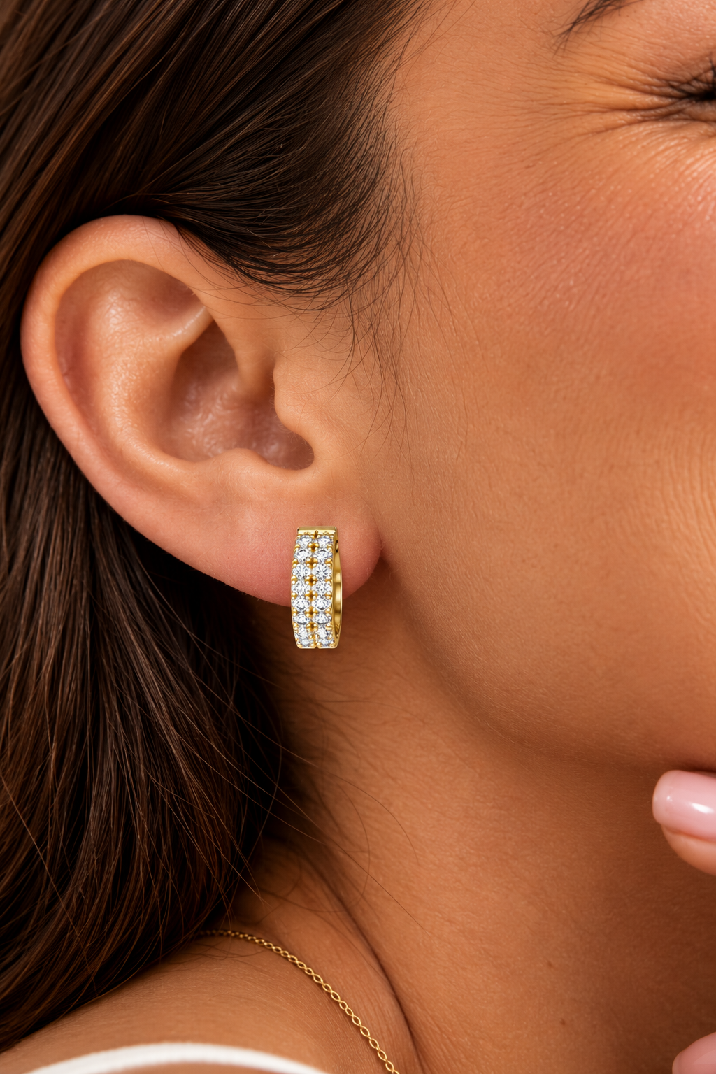 Marvella Double-Row Pavé Lab Grown Diamond Hoop Earrings.