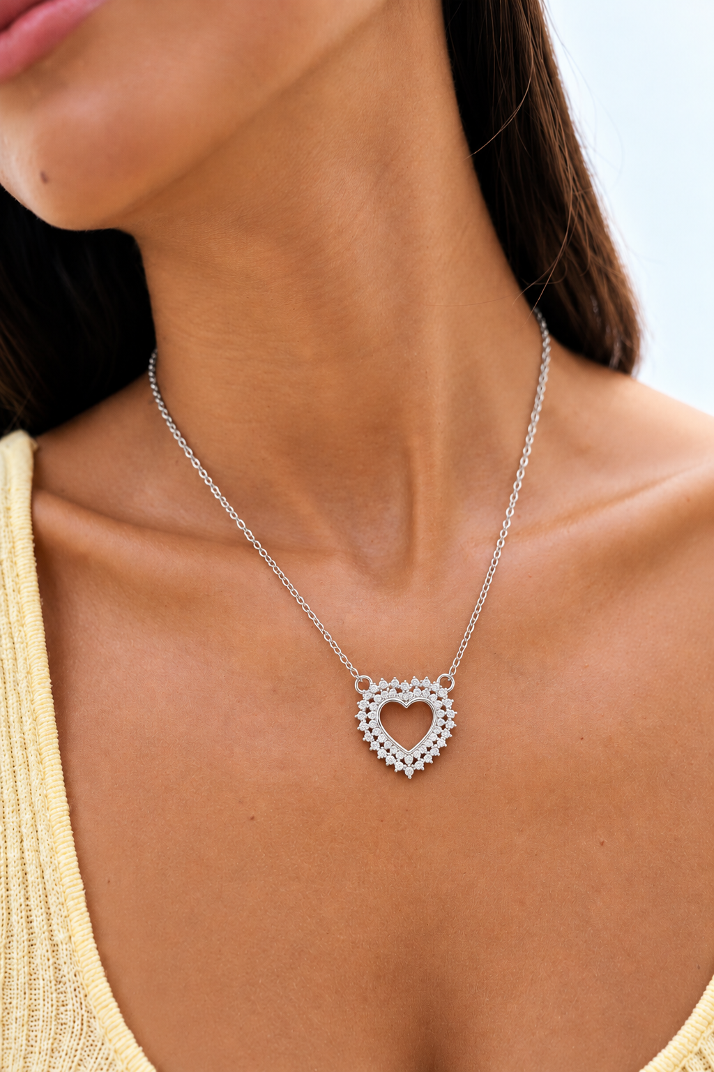 Amara Heart Halo Lab Grown Diamond Pendant Necklace
