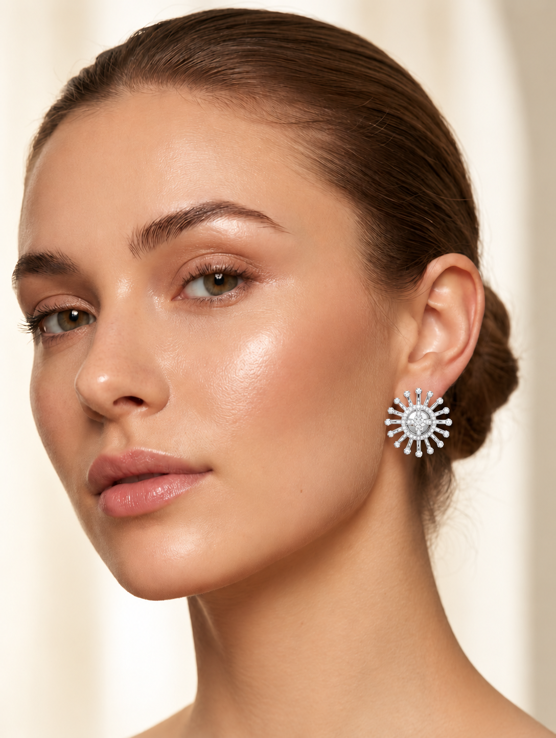 Dandelle Radiating Ball Tip Wire Flower Clover Cluster Lab Grown Diamond Earrings