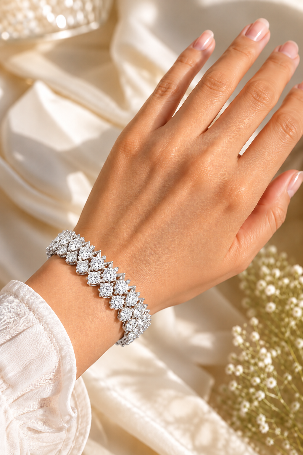 Luxuriöses Diamantarmband mit mehreren Reihen