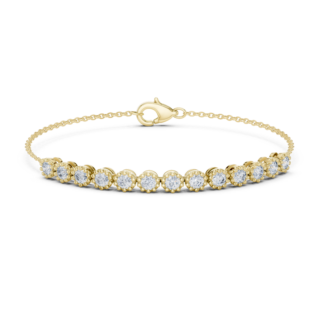 Perlaine Milgrain Round Lab Grown Diamond Chain Bracelet