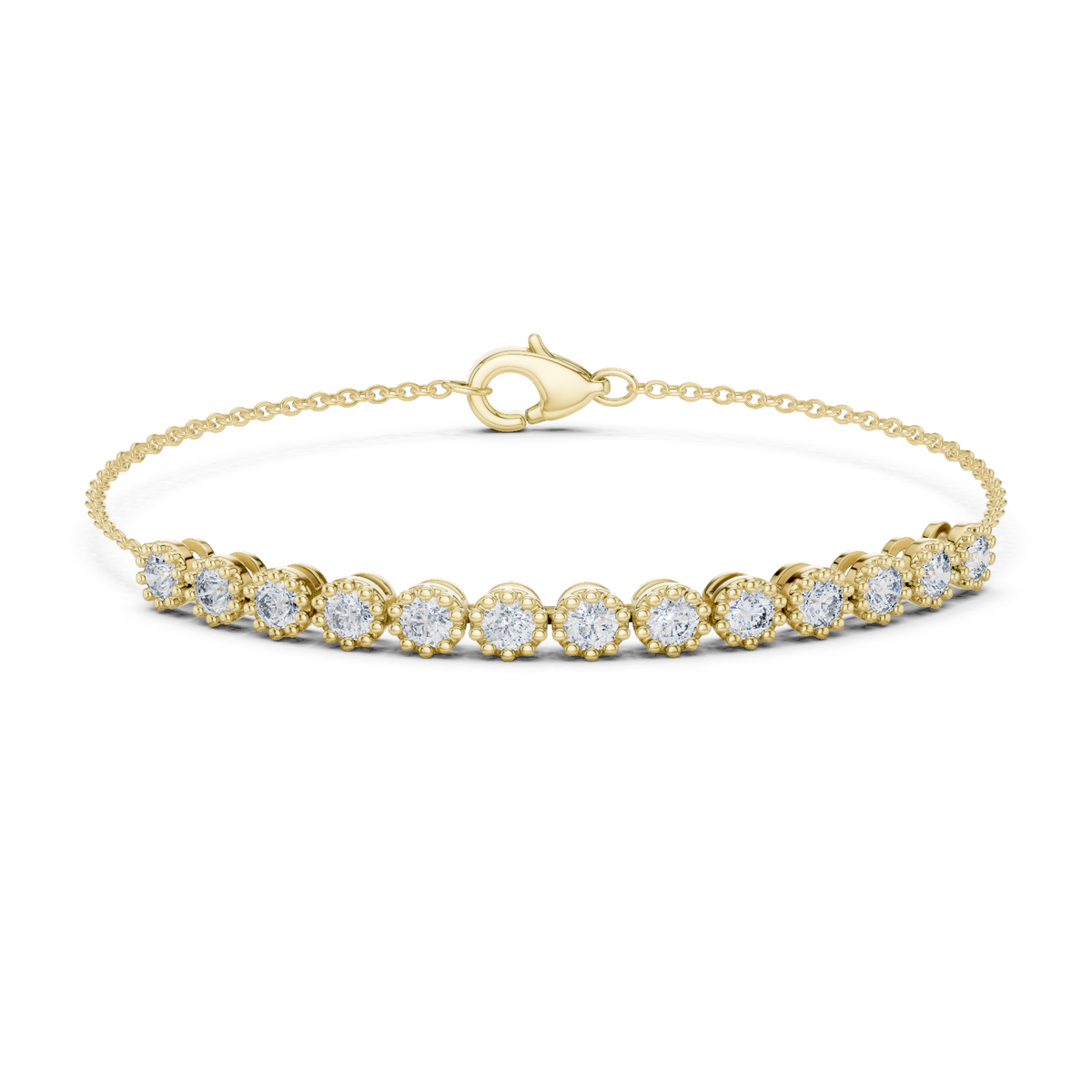 Perlaine Milgrain Round Lab Grown Diamond Chain Bracelet