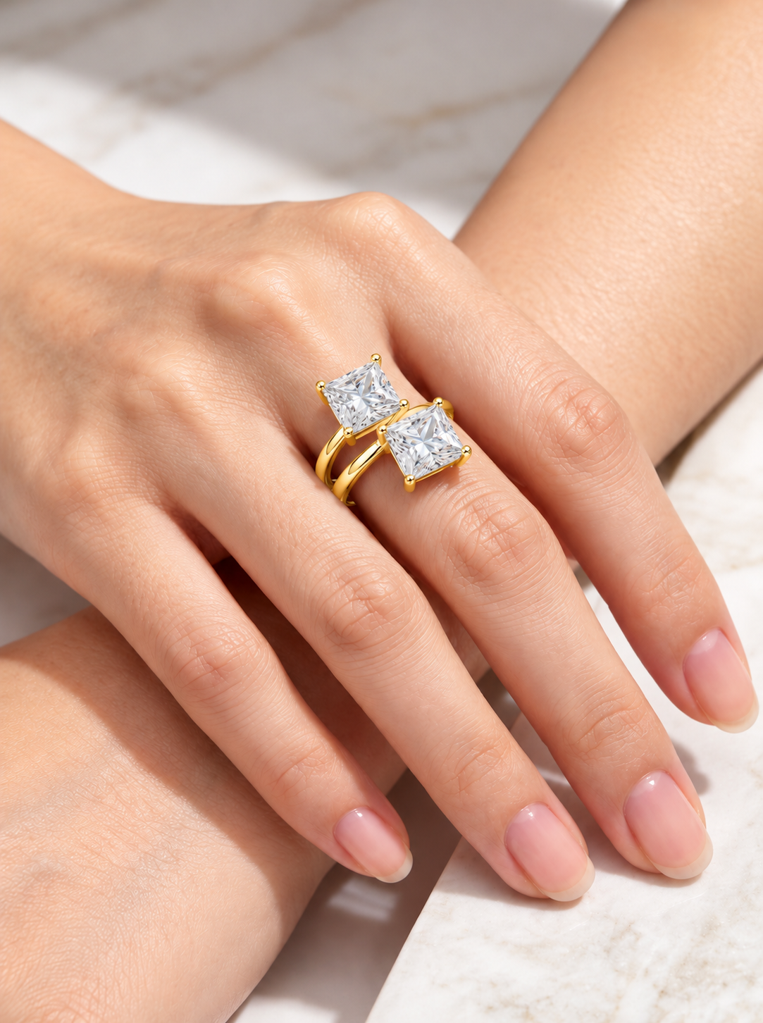 Serenelle Princess-Cut Two-Stone Lab Grown Diamond Ring.