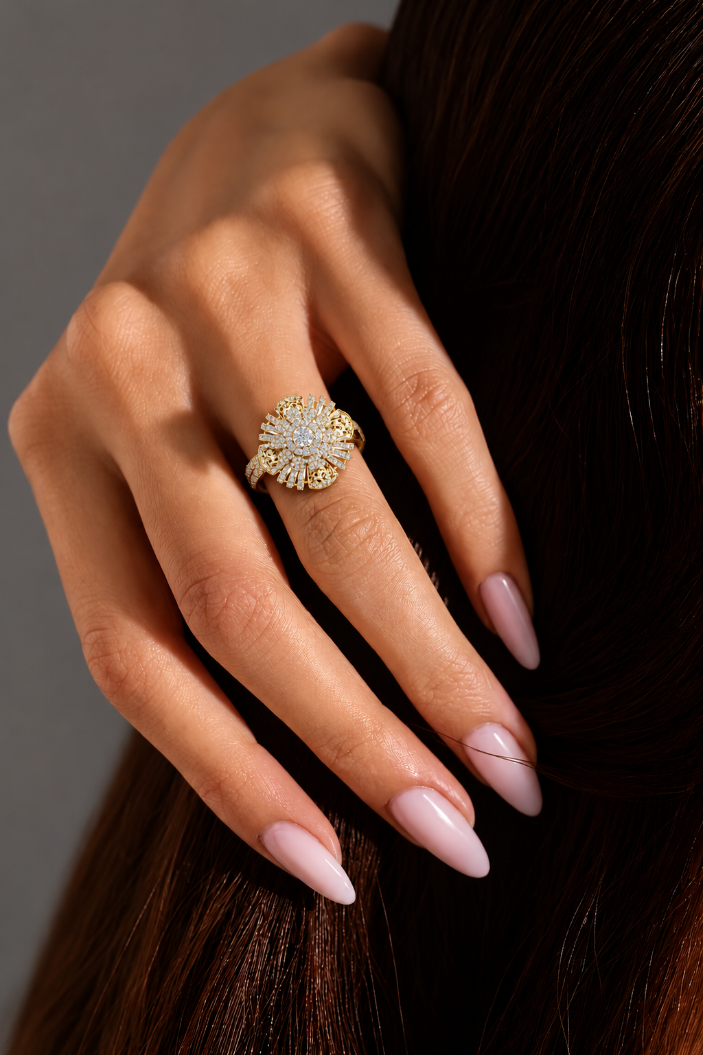 Floravelle Radiant Floral Lab Grown Diamond Statement Ring.