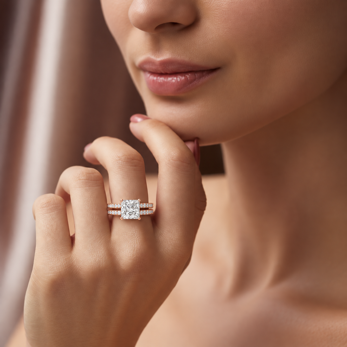 Princess-Cut Lab Grown Diamond Halo Bridal Ring
