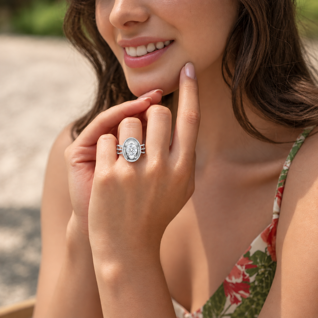 Moderner Diamantring im Rundschliff