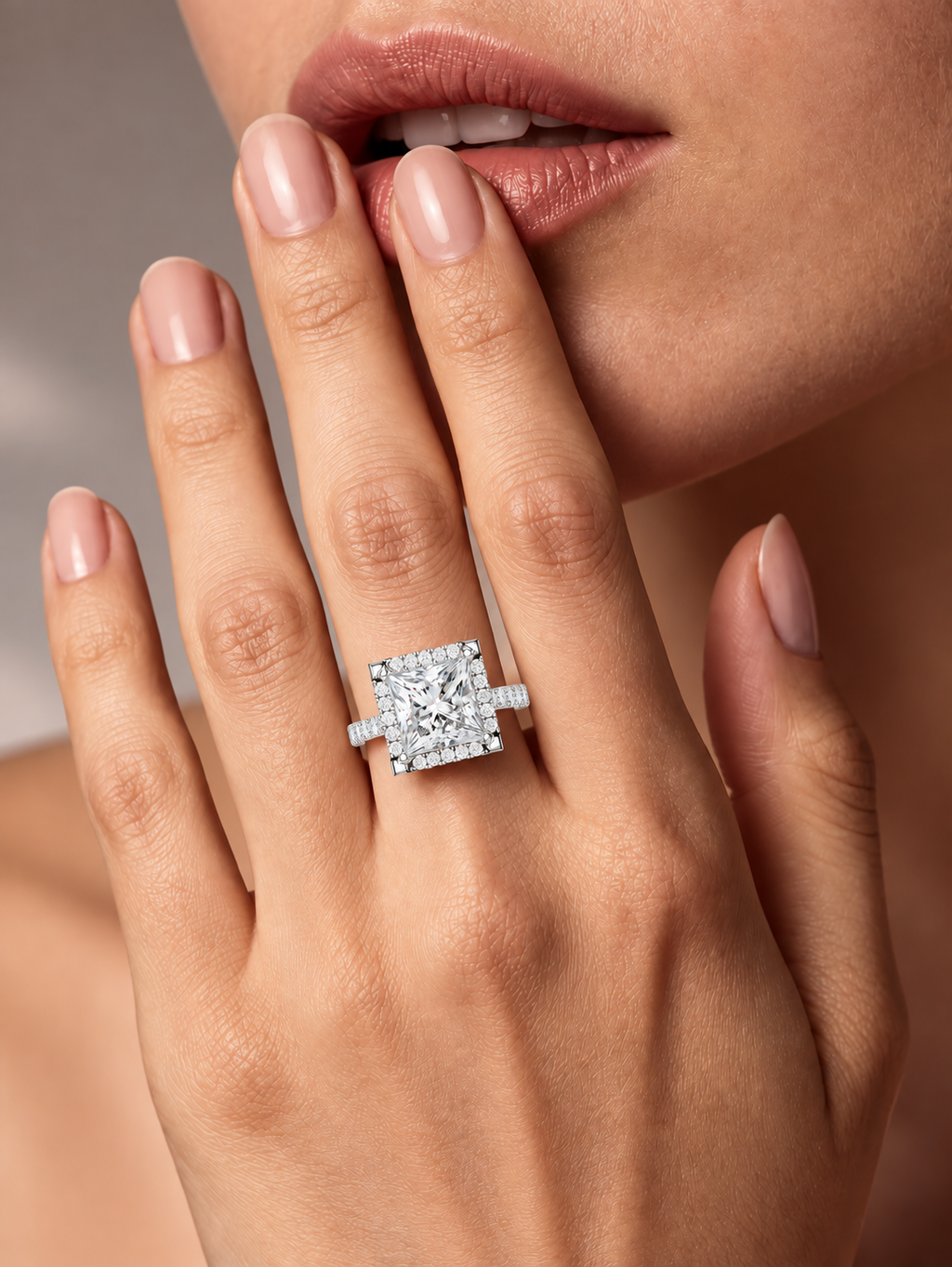 Princess Cut Lab Grown Diamond Halo Ring